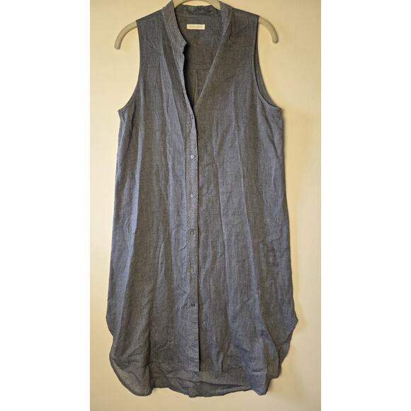 Eileen Fisher Studded Tunic Top Womens S Chambray Sleeveless Blue Lightweight - Picture 1 of 9